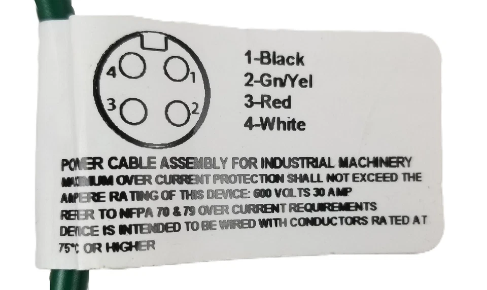 Mencom PMIN-42MR-0.5M-34 MIN Power Distribution Series 4Pole 600V 30Amp Male NEW - Image 4 of 4