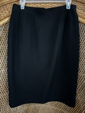 Vintage Black Business Skirt Modest Fully Lined Tailored Below The Knee