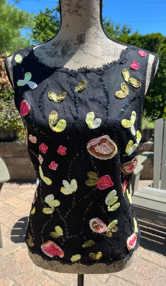 Top sin mangas JS Boutique negro con cuentas y adornado para mujer talla 12 hecho en Canadá Foto 2 de 4