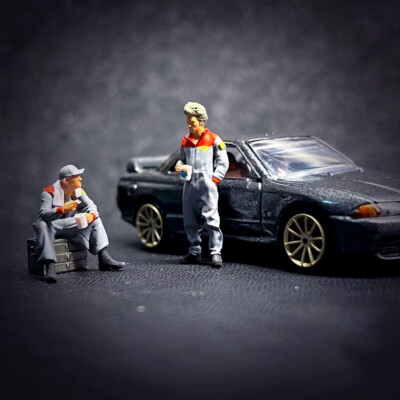 1/64 people motor mechanic figure show girl 3D Print fit 1:64 car diorama