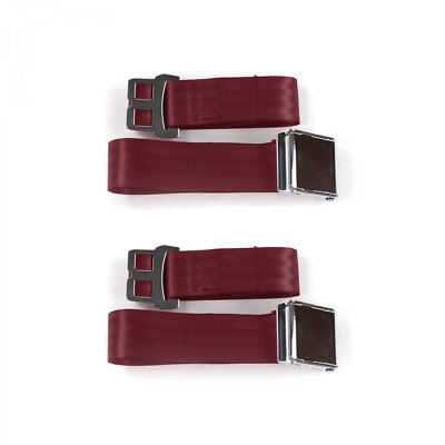 Early Cars 1941 - 1948 Airplane 2pt Burgandy Lap Bucket Seat Belt Kit - 2 Belts