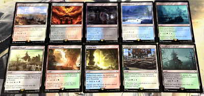 MTG Universes Beyond Fallout Commander Dual Land Buddy Land Check Land Set EDH