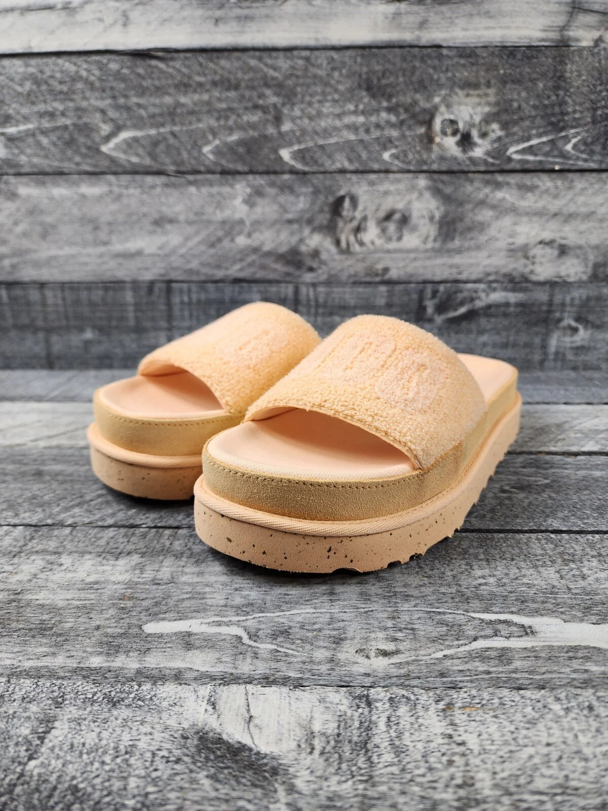 Nuovi sandali UGG LATON Peach Fuzz Terry slides piscina taglia 8