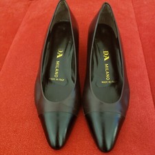 Prada Milano Black And Brown Leather heel Women Slip On Shoes Size EU 37 US 7