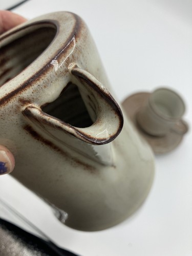 Vintage Creigiau Studio Pottery Wales Coffee/Tea Pot 2 Cups & Saucer Set - Picture 4 of 13