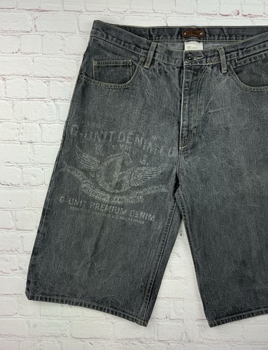 Vintage G-Unit Jean Shorts Hip Hop Heavyweight Embroidered 50 Cent Mens Size 36 - Picture 3 of 12