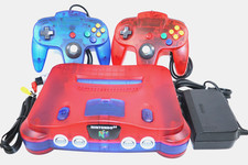 Custom N64 Nintendo 64 Console Funtastic Red Blue Translucent 2 Controllers Custom N64 Nintendo 64 Console Funtastic Red Blue Translucent 2 Controllers