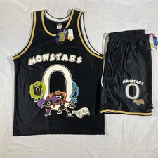 Vintage 1996 DSWT Space Jam Monstars Black Basketball Jersey/Shorts Set Size XL
