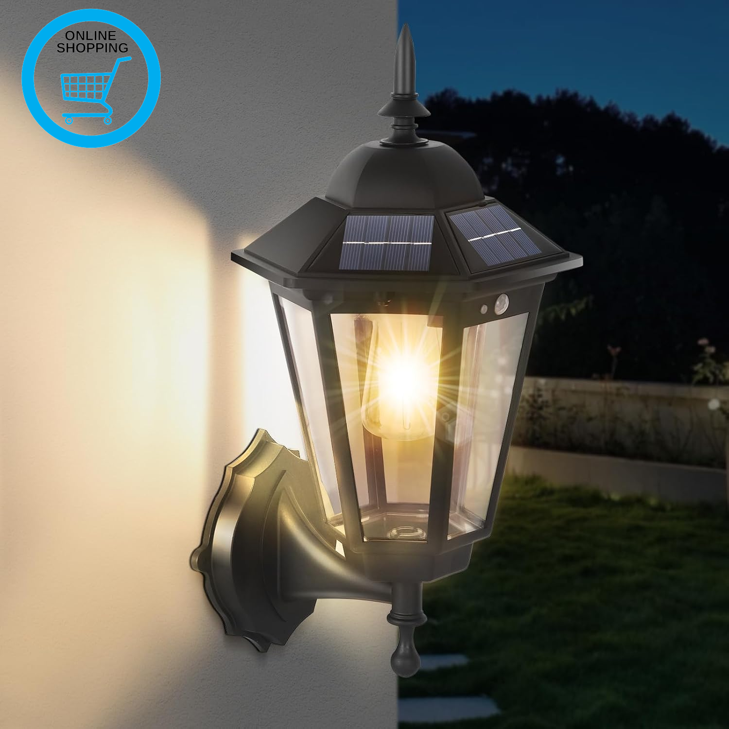 Solar Outdoor Wall Lights,Ip65 Waterproof PIR Security Light,Motion Sensor outsi