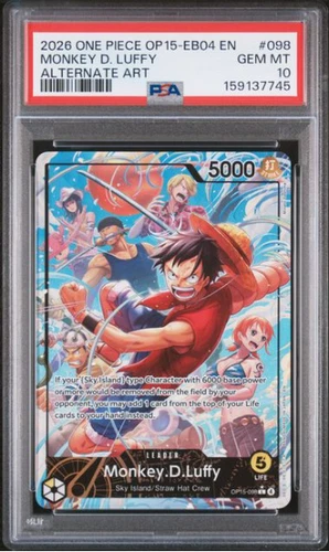 One Piece Monkey.D.Luffy OP15-098 Alt Art OP15-098 Kami's Island PSA 10