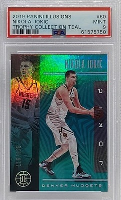2019 Panini Illusions Trophy Collection Teal 60 Nikola Jokić 115/125 PSA 9 POP 1
