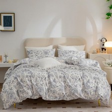 Floral Duvet Cover King 3 Pieces Soft Breathable Microfiber Duvet Cover Set, ...