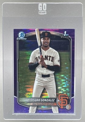 Josuar Gonzalez 2025 Bowman Chrome BCP-153 Purple Pulsar Refractor 1st RC 29/250