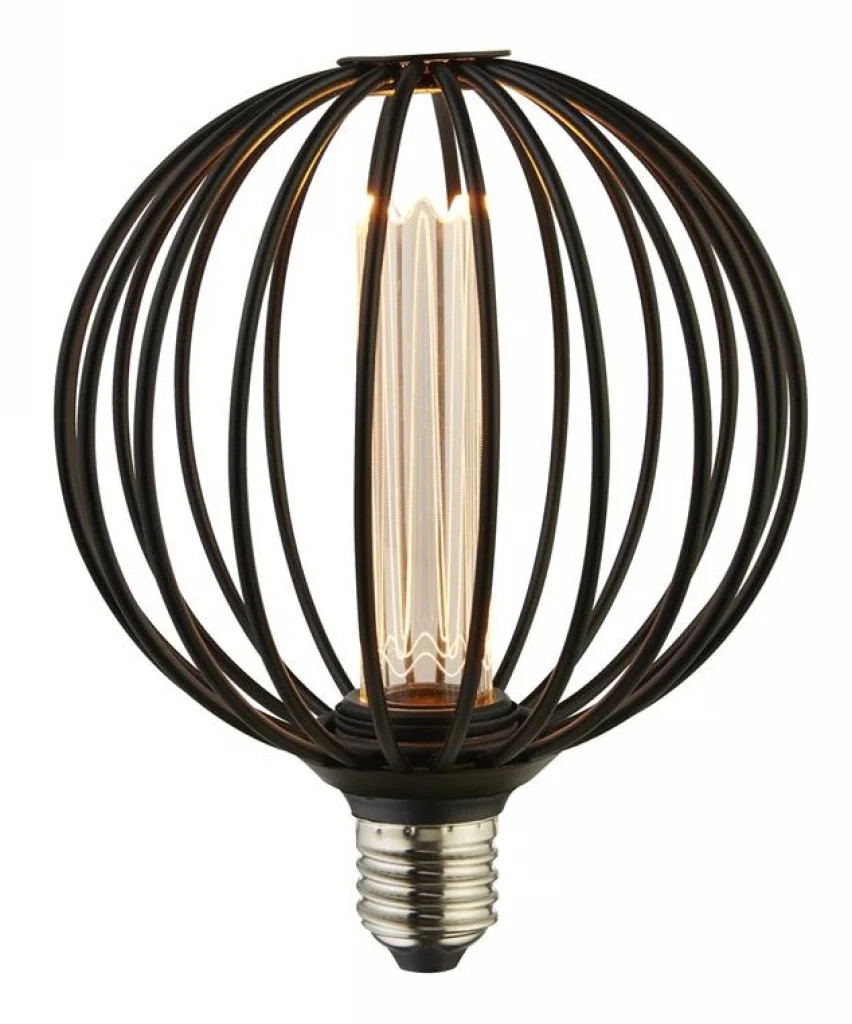 Light Bulb Black 3.5w Cage LED Globe G125 Dimmable 1800K E27 120lm Searchlight