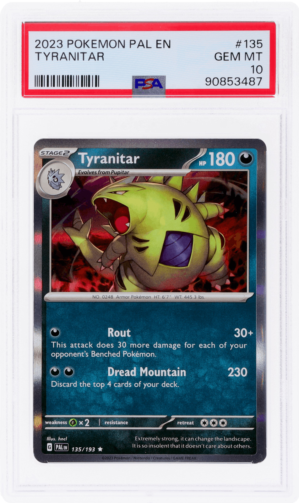 2023 Pokemon Paldea Evolved Tyranitar #135 PSA 10