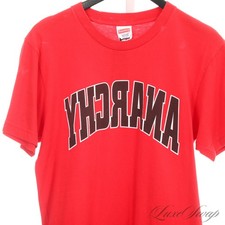 Supreme New York Made in USA SS 2014 Red Reverse Anarchy Tee Shirt M #10J005
