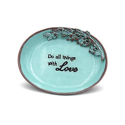Oval Blue Jewelry Dish Trinket Tray Home Decor Display Bowl
