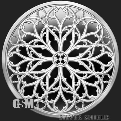 2026 - Rose Window V4 - 1 oz .999 Fine Silver Shield Art PROOF ROUND MINIMINTAGE
