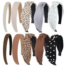 10 PCS Fashion Knotted Leopard Headbands Pearl Thin Women Hair Accessories