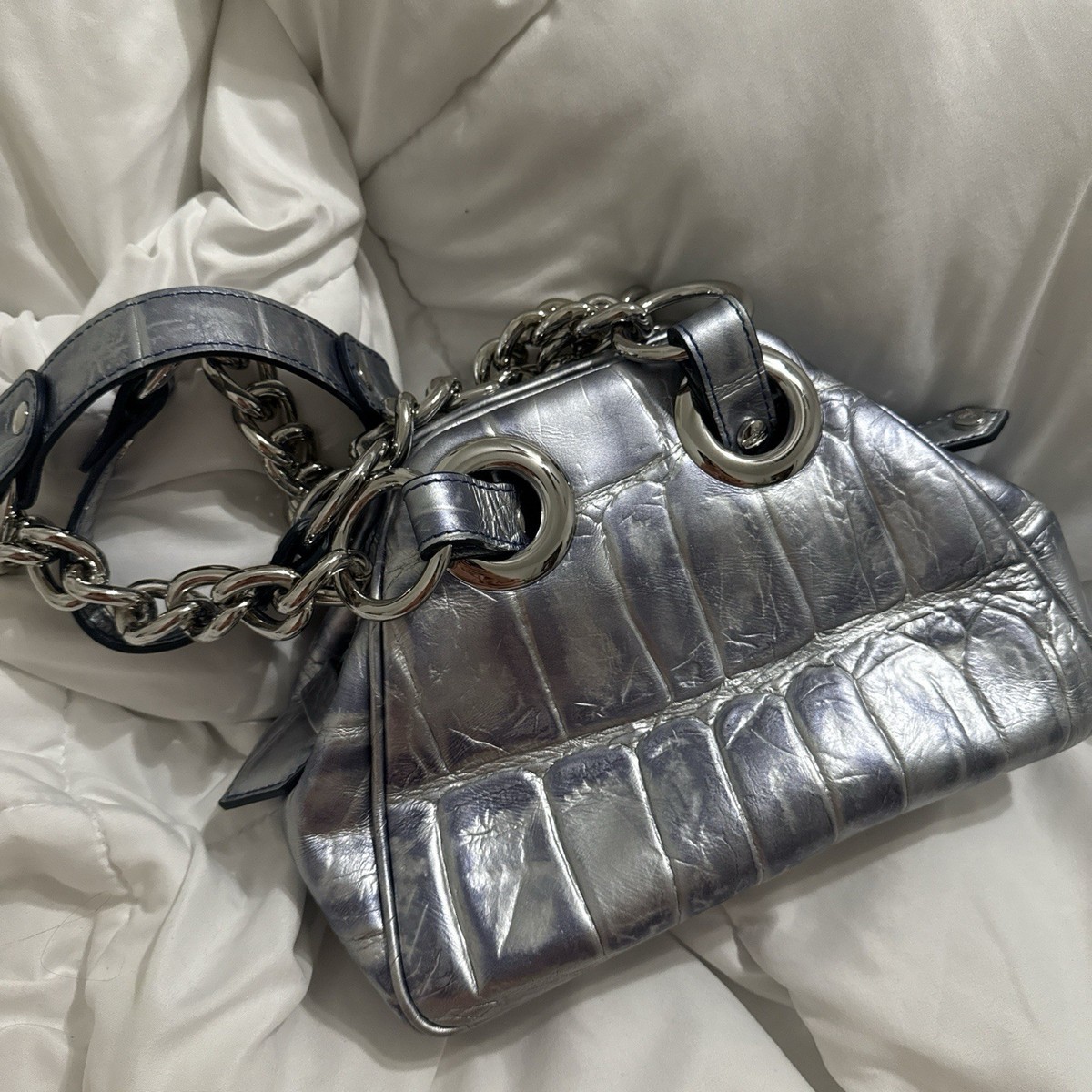 Vivienne Westwood Archive Silver Leather Handbag Purse Orb | eBay