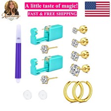 Ear Piercing Gun Kit - Gold Self Piercing Earrings Kit With Studs