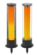 LED Solar Flammenlichts&auml;ule 59 cm hoch Flammeneffekt Dauerlicht D&auml;mmerungsensor