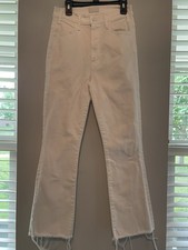 MOTHER The Hustler Ankle Fray Jeans 27 White Fairest Of Them All High Rise