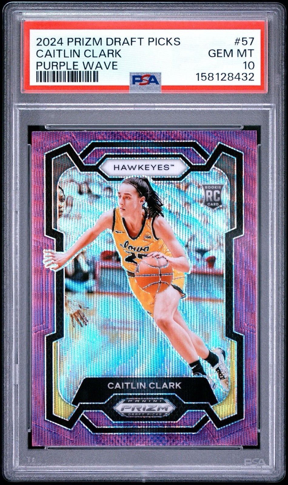 2024 PRIZM DRAFT PICKS #57 CAITLIN CLARK PURPLE WAVE PSA 10 view 5