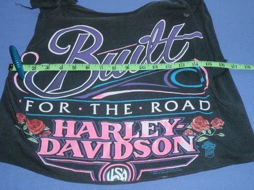Thrashed VTG 90s Harley Davidson Women Crop Top Built For The Road Black M-L Rip - Picture 4 of 8