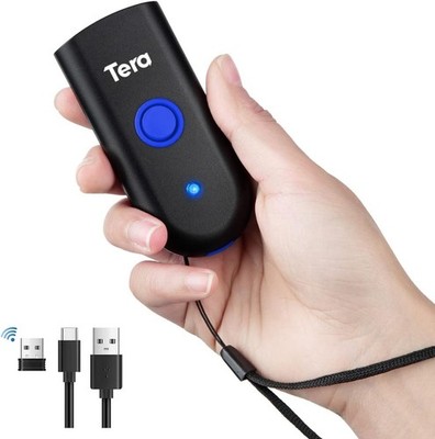 Tera Wireless Barcode Scanner 1D Laser Mini Pocket Waterproof Scanner 3in1 Compa
