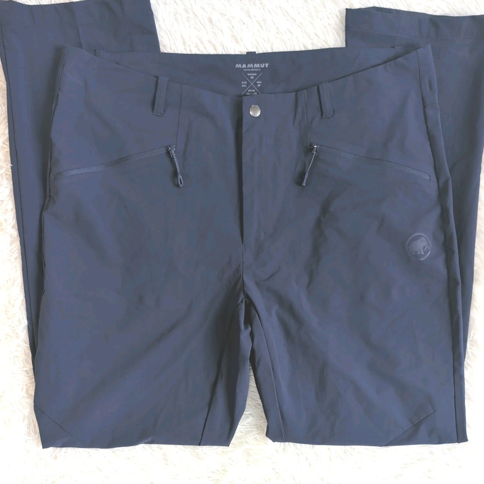 Mammut Macun SO Sz 40 Hiking Pants Mens Softshell Lightweight Zippers Blue Navy