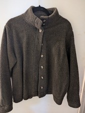 Vintage L.L. Bean Sherpa Cardigan Sweater Brown Tweed Womens Size Large