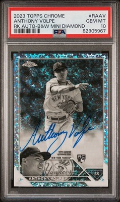 2023 Topps Chrome Anthony Volpe Black & White Mini Diamond Rookie Auto PSA 10