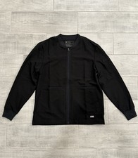 FIGS Technical Collection Zip Scrub Jacket   Black, Sz Medium w/2 Front Pockets