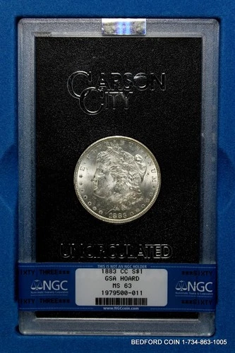 NGC MS63 1883-CC GSA MORGAN SILVER DOLLAR $1 WITH BOX & COA (BC011)