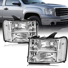 Headlight Assembly Pair for 2007 2008 2009 07-14 Chrome Housing Clear Side