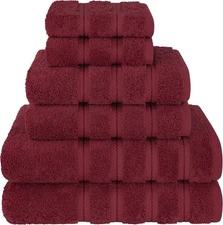 American Soft Linen Luxury 6 Piece Towel Set, 6 Bordeaux Red 
