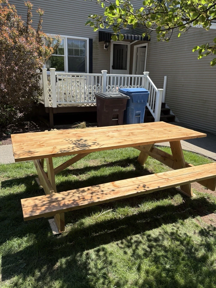 Picnic Table - 2x10x8’ Douglas Fir 3 Coat Spar Urethane W/ Carriage Bolts - Image 2 of 4