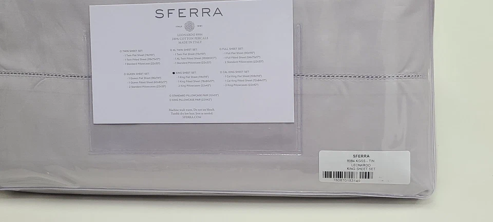 Juego de sábanas Sferra Leonardo King estaño algodón percal Italia Foto 4 de 4