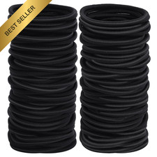 Sderoq 100 Pcs Black Hair Ties 4mm Elastic Ponytail Holders Thick Hair 2 Inch