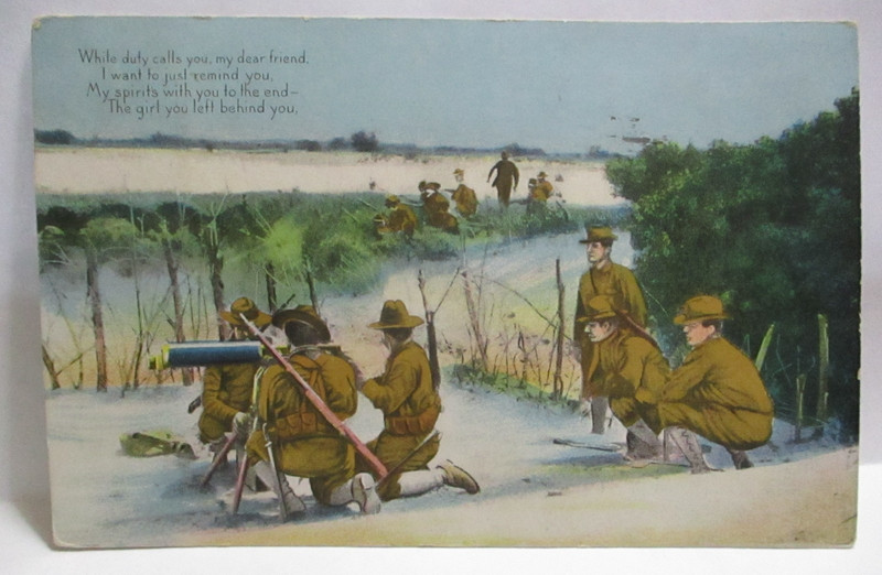 WWI POSTCARD SOLDIERS, WHILE DUTY CALLS YOU MY DEAR FRIEND