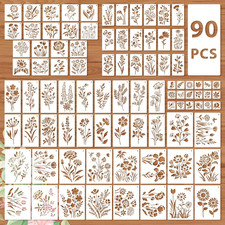 Flower Stencil, Reusable Floral Stencil Leaf Paint Templates Wall Art