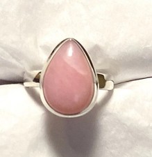 Lovely Natural Pink Peruvian Opal Ring 925 Sterling Silver Size 7