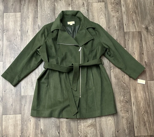 Cappotto donna Michael Kors misto lana taglia 2X verde giada $315