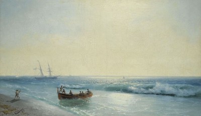 Ivan Aivazovsky Sailors Coming Ashore 1854 17''x 22'' Archival Art Print