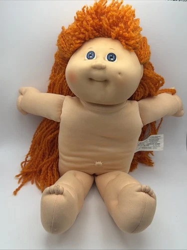 1989 Cabbage Patch Kids Signed Baby Girl Doll Red Hair Blue Eyes 15"