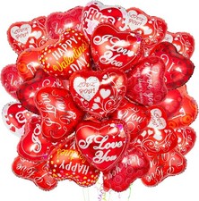 36 Pieces Heart Balloons, Happy Red Valentines Day Balloons, I Love You Foil Myl