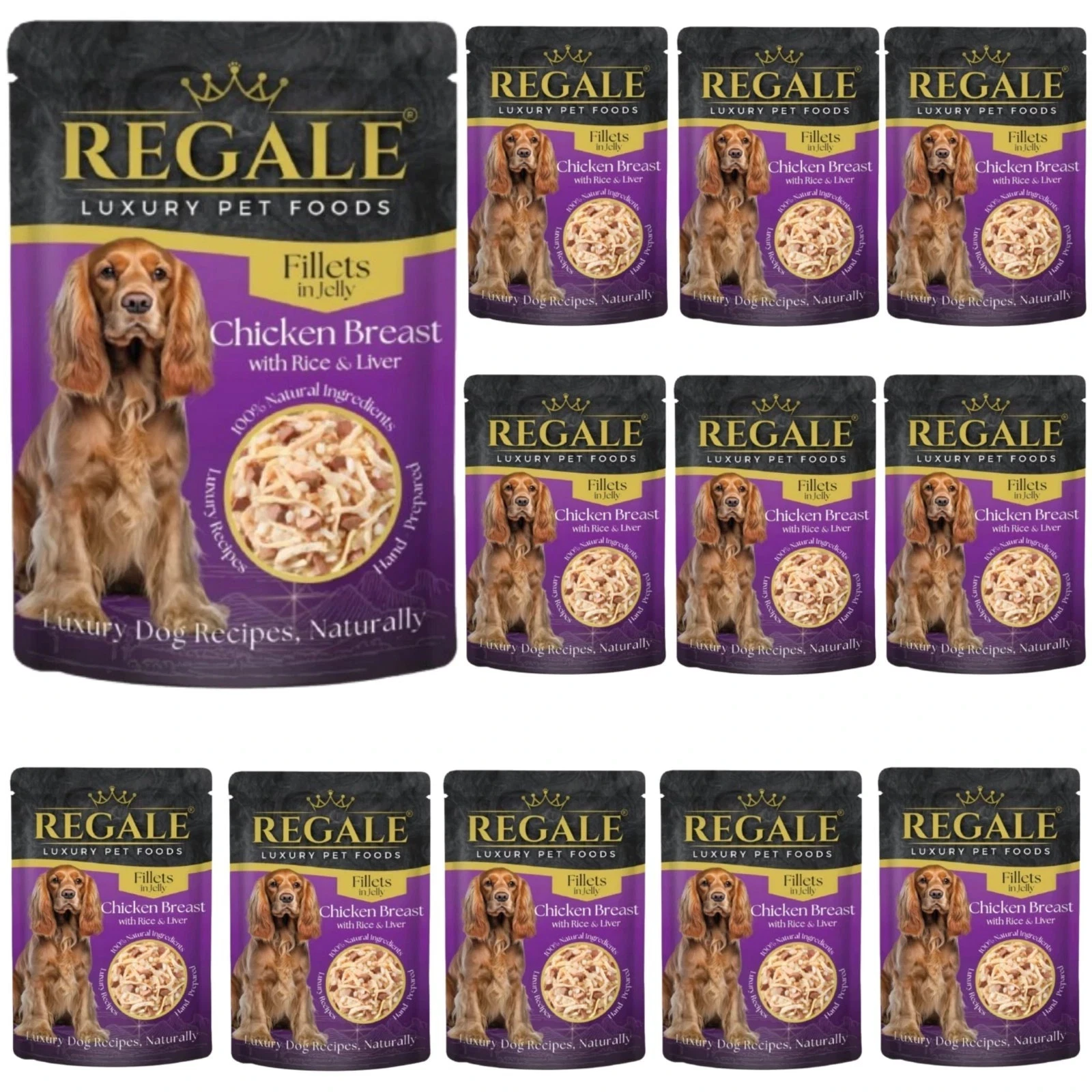 REGALE LUXURY DOG FOOD IN JELLY CHICKEN BREAST WITH RICE & LIVER 12 Sachets