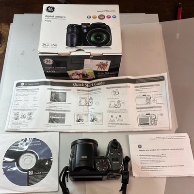 GE X400 Power Pro Digital Camera 14MP 15x Zoom Tested w/ Box Manual Bundle