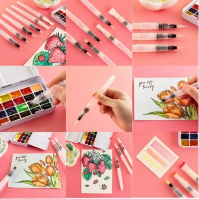 3pcs /Set Wasserpinsel Ink Pen Kalligraphie Paint Pens Für Aquarellmalerei - Bild 1 von 4